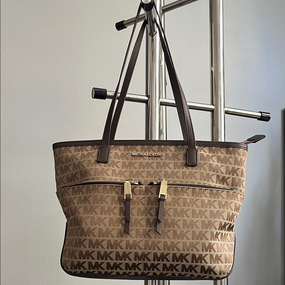 Michael Kors Tan and Brown Logo Tote